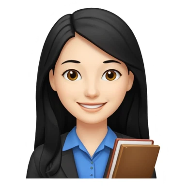 Women, professionals, teachers, black long hair sticker