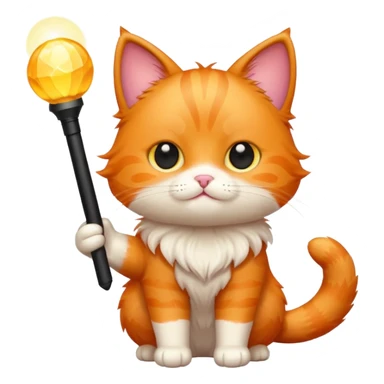 chibi cute orange cat holding a light stick sticker
