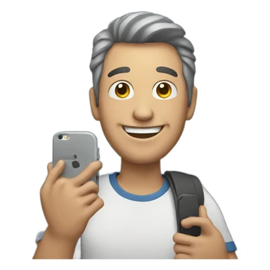 an happy man holding a phone sticker