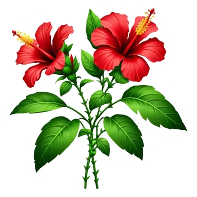 bouquet Hawaiian hibiscus, luxuriant, stem, leaf, bud sticker