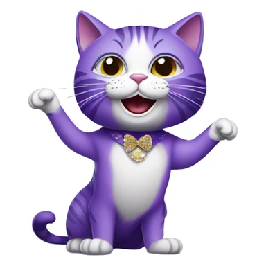 purple cat singing, cat in Elvis presley costume sticker