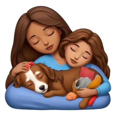 Brown hairs woman sleeping with brown long haired dog sticker