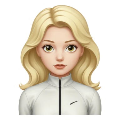 yelena belova in white widow suit with wavy blonde hair in ponytail sticker