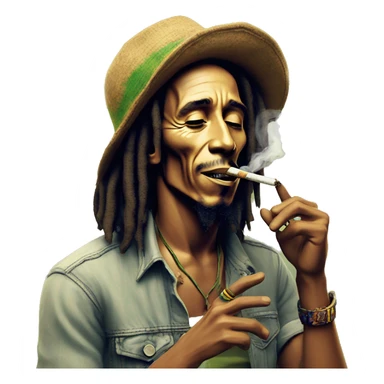 Bob Marley smoking a joint sticker