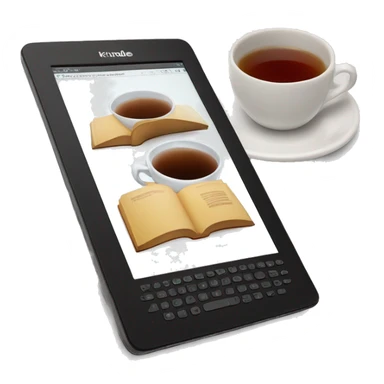 kindle ereader next to hot tea sticker