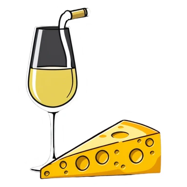 White wine with cheese sticker
