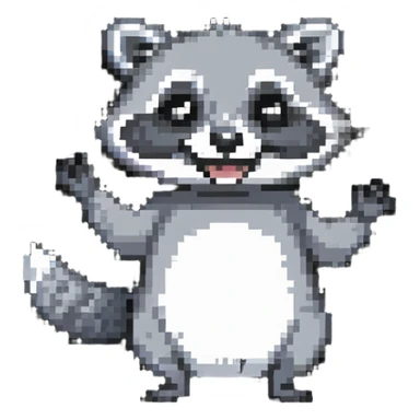 raccoon laughing hard and waving sticker