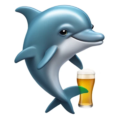 Dolphin drinking beer sticker