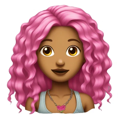 Tan girl with long neon pink hair tattoos sticker