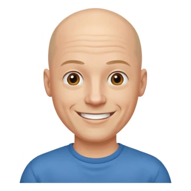 bald man with t shirt sticker