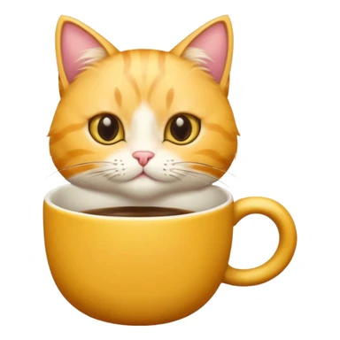 Yellow cat drinking coffee  sticker