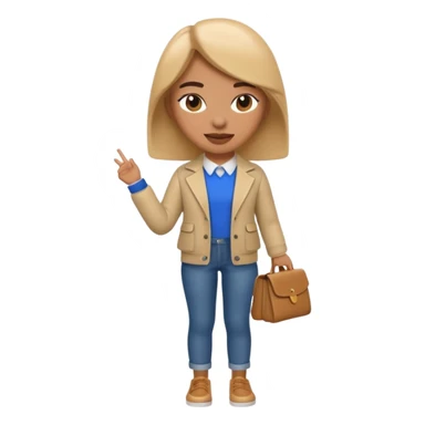 A 3D emoji with a apple Memoji style that the depicts a person who is learning to become a fashionista as her highchool extended profile. She is young in a highschool age. sticker