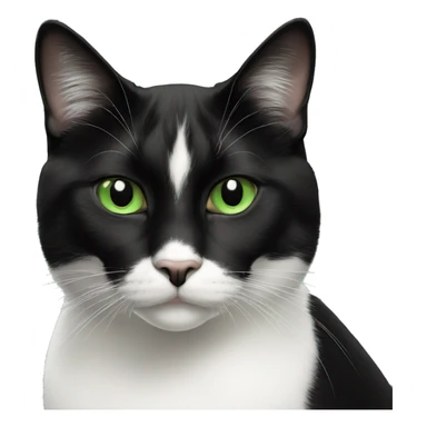Black-and-white-tuxedo-cat-green-eyes-black-dot-on-chin sticker