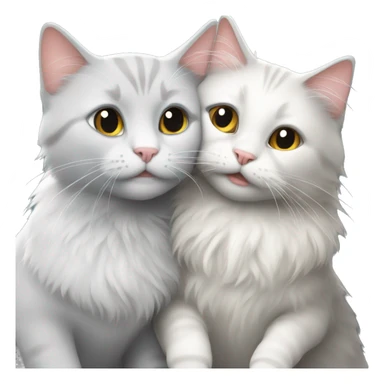 A grey short haired cat and a white long haired cat hugging sticker