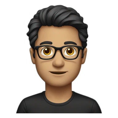 Douglas Leonard with glasses and dark hair wearing a black shirt sticker