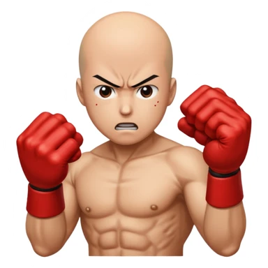 Angry Saitama with his red giant hand punching sticker