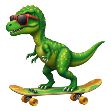 T rex riding a skateboard with sunglasses  sticker