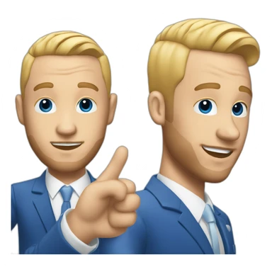 mac miller waving his hand with a blonde comb over skin fade wearing a blue suit sticker