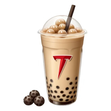 Boba tea in tesla, without a person and with the tesla logo keep the boba tea like that and make it the car and the boba tea how it was and cream boba tea just a little smaller to go on pinterest sticker