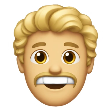 curtains hair style,  wide apart eyes, two big front teeth, white male sticker