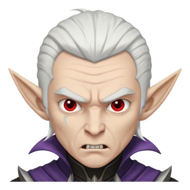 dark elf man, white hair, angry sticker