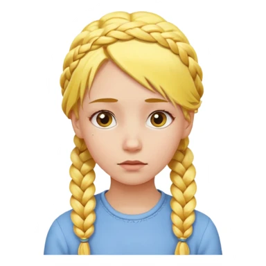 sarı saçlı örgülü düşünen bir kız  sticker