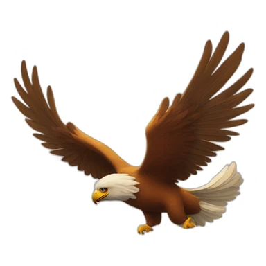 an aigle flying with his son to the skies sticker