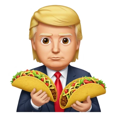 Trump holding a taco sticker