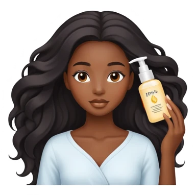 black girl with long hair doing skincare sticker