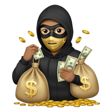 Un ladrón que tenga una máscara y que tenga en la espalda una bolsa de dinero sticker