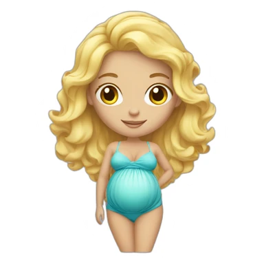 adorable pregnant blond full body women with beach-wave-hair sticker