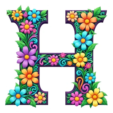 3D, gothic style psychedelic colored Letter Z with hippie style flower border sticker