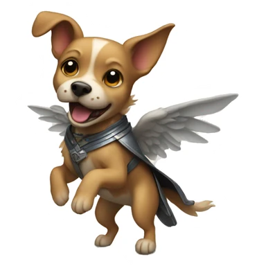 flying dog standing on a sword sticker