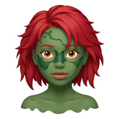 messy green full face clay mask red hair  sticker