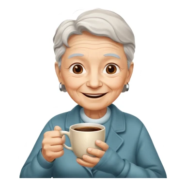 elderly, hold a cup of coffee sticker