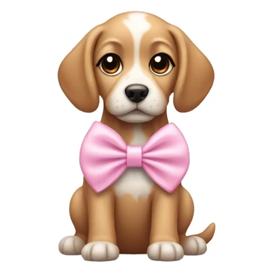 Dog with baby pink bows on sticker