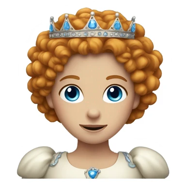 Ginger girl with curly hair and blue eyes wearing a crown sticker