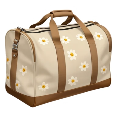 A sports bag with a pale beige print in a small flower sticker