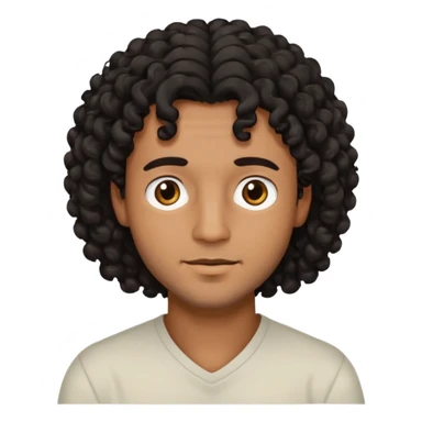 brown-skinned man with black curly mid-length hair, relaxed face, eyes slightly open sticker