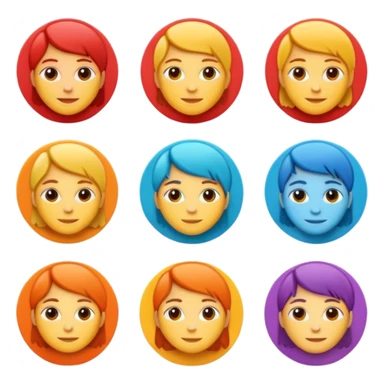 Make me an emoji for an app. The emoji is to highlight "social", "Real people", Reviews, trust, and brand recognition  - Should be circles in a flattened style sticker