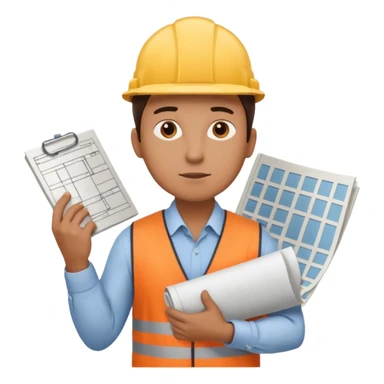 thinking architect in office cloth without helmet that holds architecture plan and is in thinking pose sticker