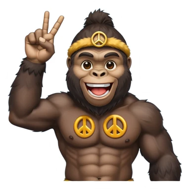 Gorilla that's holding the peace sign and laughing really hard sticker
