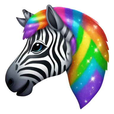 Lisa frank zebra with glitter rainbow stripes sticker