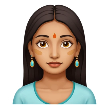 make an emoticon of a woman that has gel-like under eye patches of skincare of transparent color and make the woman slighlty indian, please remove the earrings anf the bindi  sticker
