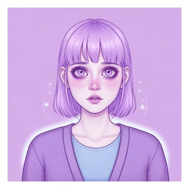 pastel horror profile picture, cute, expressive, minimal, purple color palette, variation 4 sticker