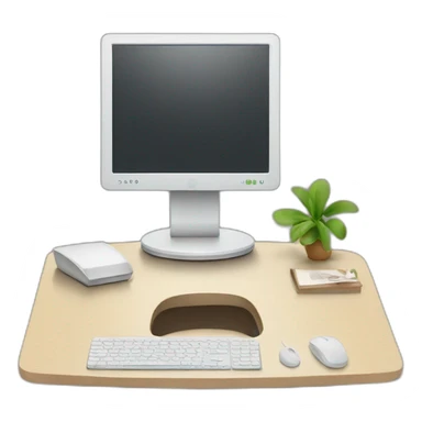 Desk with white monitor sticker