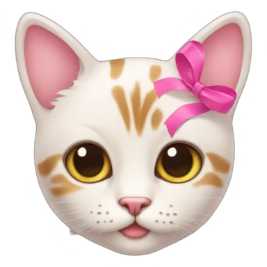 Cute cat with pink ribbon  sticker