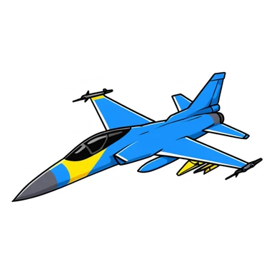 Modern Ukrainian fighter aircraft with blue and yellow flag colors, combat plane sticker