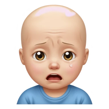 a portrait of crying baby , no hair sticker