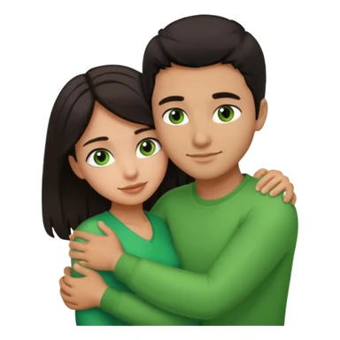 i want a emoji picture of a romantic hug with a latin guy and a dark hair girl with green eyes sticker